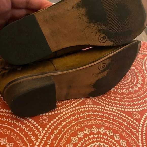 Mossimo Supply Co Boots Womens 8 Ankle Bootie Brown Suede Fringe Pull On Block - Picture 5 of 5